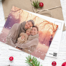 Caligrafia Elegante Natal Feliz Flocos de Neve