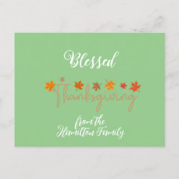 Cartão Postal De Festividades Caligrafia encantadora de ação de graças abençoada