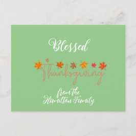 Cartão Postal De Festividades Caligrafia encantadora de ação de graças abençoada