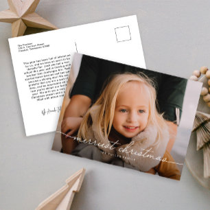 Cartão Postal De Festividades Caligrafia - Script Três Fotografias Feliz Natal