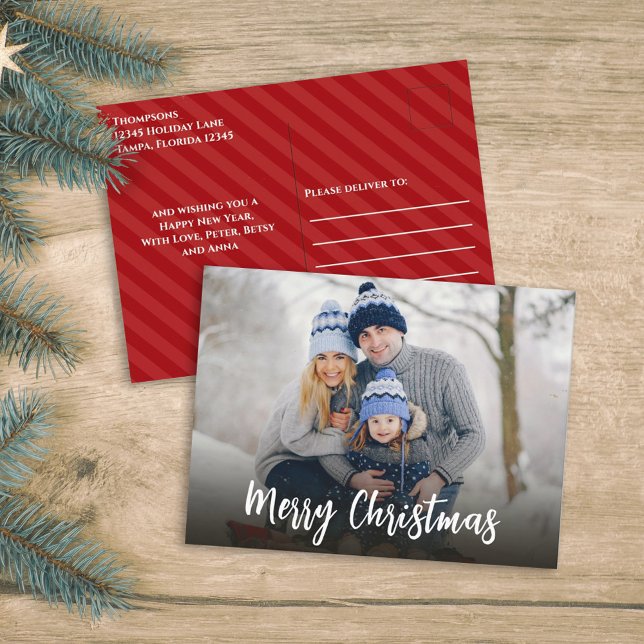 Cartão Postal De Festividades Caligrafia Simples Minimalista de Natal 1 Foto (Criador carregado)