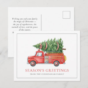 Cartão Postal De Festividades Caminhão de bombeiros moderno personalizado para o