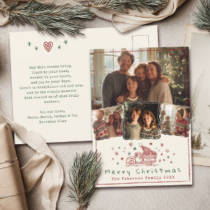 Cartão Postal De Festividades Caminhão de Natal Impressionante Desenhado à Mão F