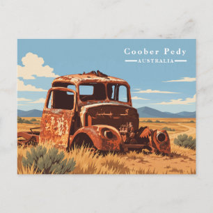 Cartão Postal De Festividades Caminhão Enferrujado Antigo Coober Pedy