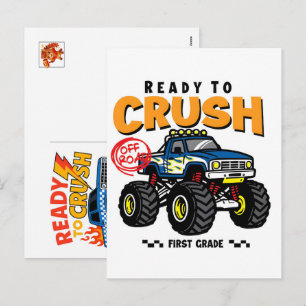 Cartão Postal De Festividades Caminhão Monstro para Menino Aniversariante, Crian