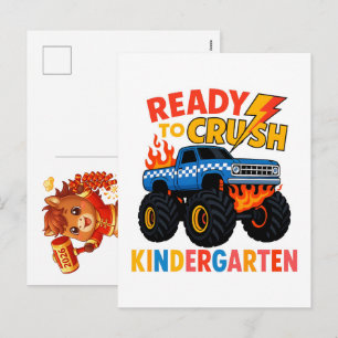 Cartão Postal De Festividades Caminhão Monstro para Menino de Aniversário, Crian