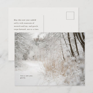 Cartão Postal De Festividades Caminho Mínimo da Floresta de Inverno, Ano Novo