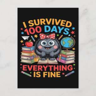 Cartão Postal De Festividades Camisa Cute Monster Eu Sobrevivi 100 Dias
