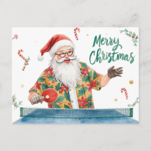 Cartão Postal De Festividades Camisa havaiana do Papai Noel de Natal de Ping Pon
