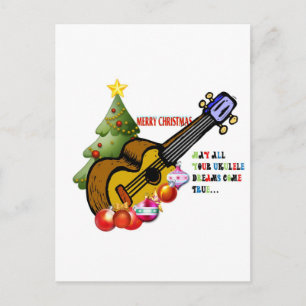 Cartão Postal De Festividades Camisa Ukulele Natal