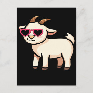 Cartão Postal De Festividades Camiseta Cool Goat com Óculos de Sol – An divertid