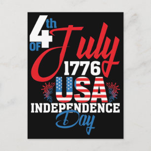 Cartão Postal De Festividades Camiseta do Dia da Independência dos EUA 4 de julh