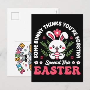 Cartão Postal De Festividades Camiseta engraçada do meme do coelho de Páscoa Six