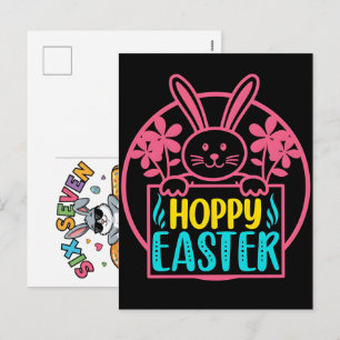 Cartão Postal De Festividades Camiseta engraçada do meme do coelho de Páscoa Six