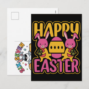 Cartão Postal De Festividades Camiseta engraçada do meme do coelho de Páscoa Six