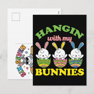 Cartão Postal De Festividades Camiseta engraçada do meme do coelho de Páscoa Six