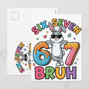 Cartão Postal De Festividades Camiseta engraçada meme do coelho de Páscoa Six Se
