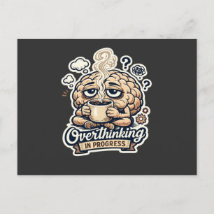 Cartão Postal De Festividades Camiseta Engraçada Pensando Excessivamente Em Anda