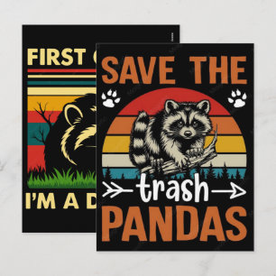 Cartão Postal De Festividades Camiseta Gráfica Colorida Save The Trash Pandas Gu