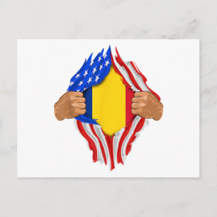 Cartão Postal De Festividades Camiseta Sangue Romeno Dentro de Mim Bandeira da R