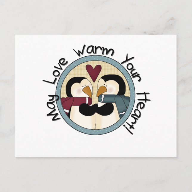 Cartão Postal De Festividades Camisetas e presentes de Natal de Pinguin Love (Frente)