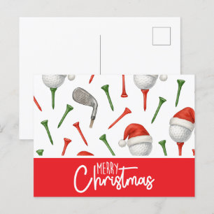 Cartão Postal De Festividades Camisetas Vermelhos e Verdes do Papai Noel de Golf
