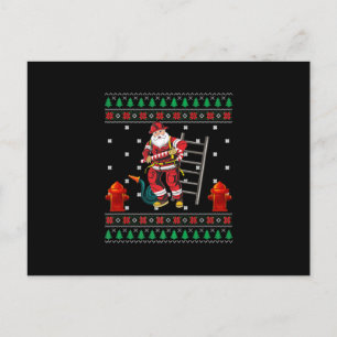 Cartão Postal De Festividades Camisola Feia de Natal de Bombeiro Meninos Meninas