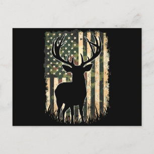 Cartão Postal De Festividades Camo US Flag Deer Hunting Camoflage Hunter