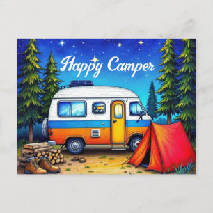 Cartão Postal De Festividades Campervan Watercolor Nature