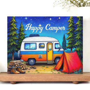 Cartão Postal De Festividades Campervan Watercolor Nature