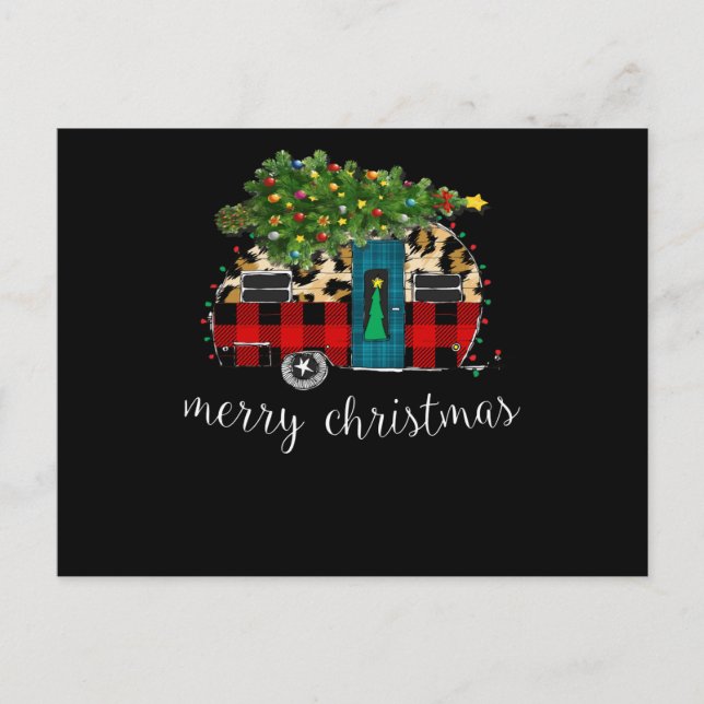 Cartão Postal De Festividades Camping de Camião Divertido Natal Camper Búfalo (Frente)