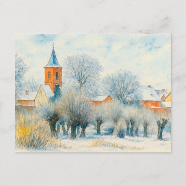 Cartão Postal De Festividades Campo de inverno em Aquarell havelland (Frente)
