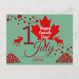 Cartão Postal De Festividades Canada Maple Leaf, Happy canada day, 1rua de julho
