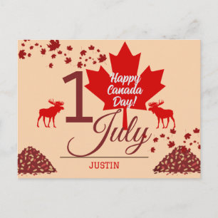 Cartão Postal De Festividades Canada Maple Leaf, Happy canada day, 1rua de julho