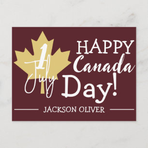 Cartão Postal De Festividades Canada Maple Leaf, Happy canada day, 1rua de julho