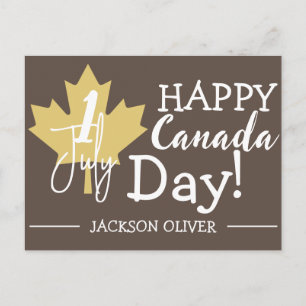 Cartão Postal De Festividades Canada Maple Leaf, Happy canada day, 1rua de julho