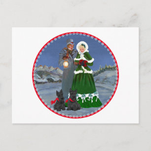 Cartão Postal De Festividades Canção de Natal dos Terriers Escoceses