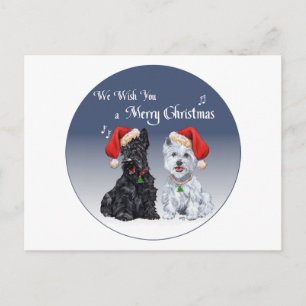 Cartão Postal De Festividades Canções de Natal de Scottie & Westie