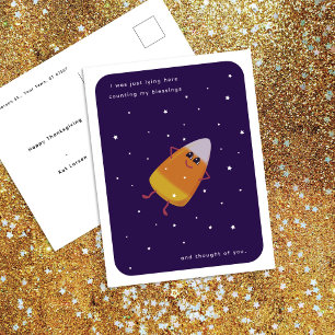 Cartão Postal De Festividades Candy Corn "Contando Minhas Bênçãos" Dia de Ação d