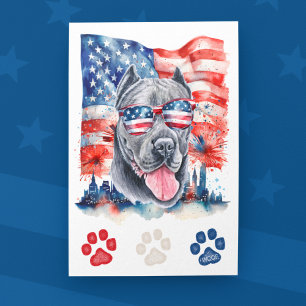 Cartão Postal De Festividades Cane Corso Vermelho Branco Azul Cachorro Engraçado