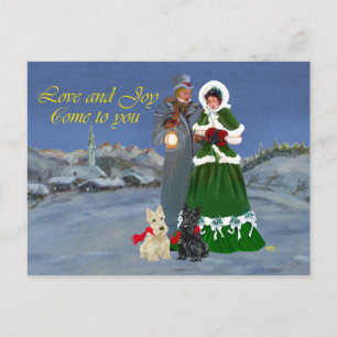 Cartão Postal De Festividades Cantos de Natal dos Terriers Escoceses