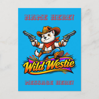 Cartão Postal De Festividades Cão Cowboy Westie Selvagem