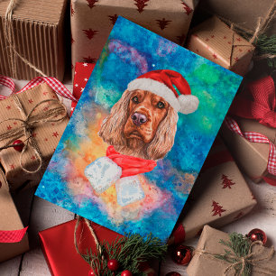 Cartão Postal De Festividades Cão da Raça Cocker Spaniel Inglês Natal