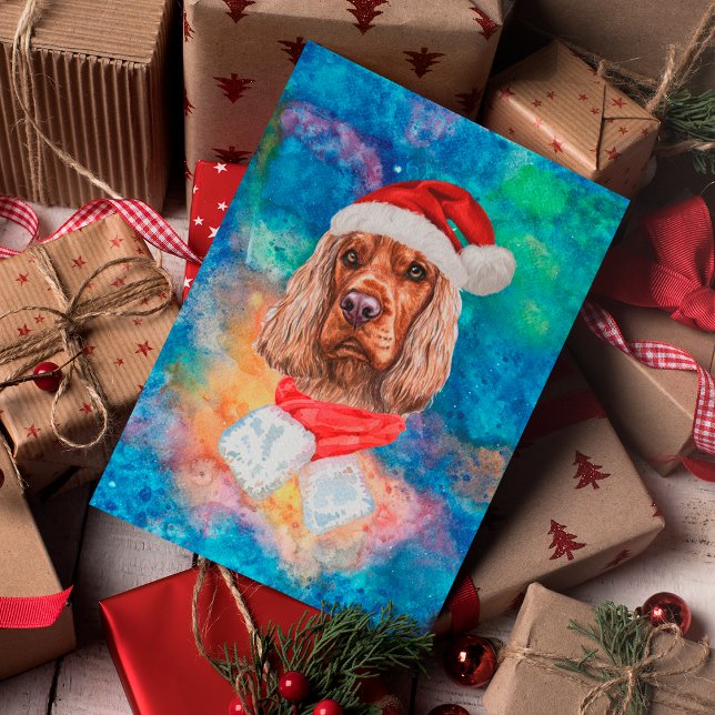 Cartão Postal De Festividades Cão da Raça Cocker Spaniel Inglês Natal (Criador carregado)
