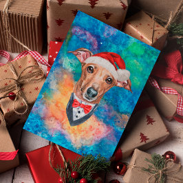 Cartão Postal De Festividades Cão da Raça Galgo Italiano Natal