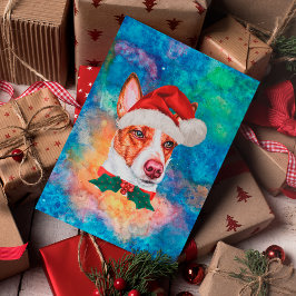 Cartão Postal De Festividades Cão da Raça Podengo Português Natal