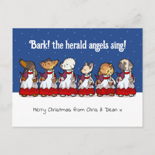 Cartão Postal De Festividades Cão de Brinquedo Engraçado Coro de Natal Cartoon D