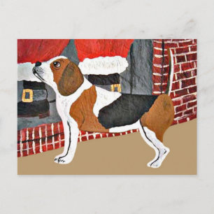Cartão Postal De Festividades Cão de guarda do lebreiro na Noite de Natal