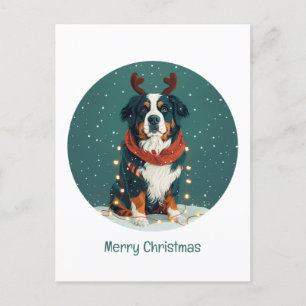Cartão Postal De Festividades Cão de Montanha Bernês de Renas de Natal