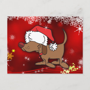 Cartão Postal De Festividades Cão de Natal